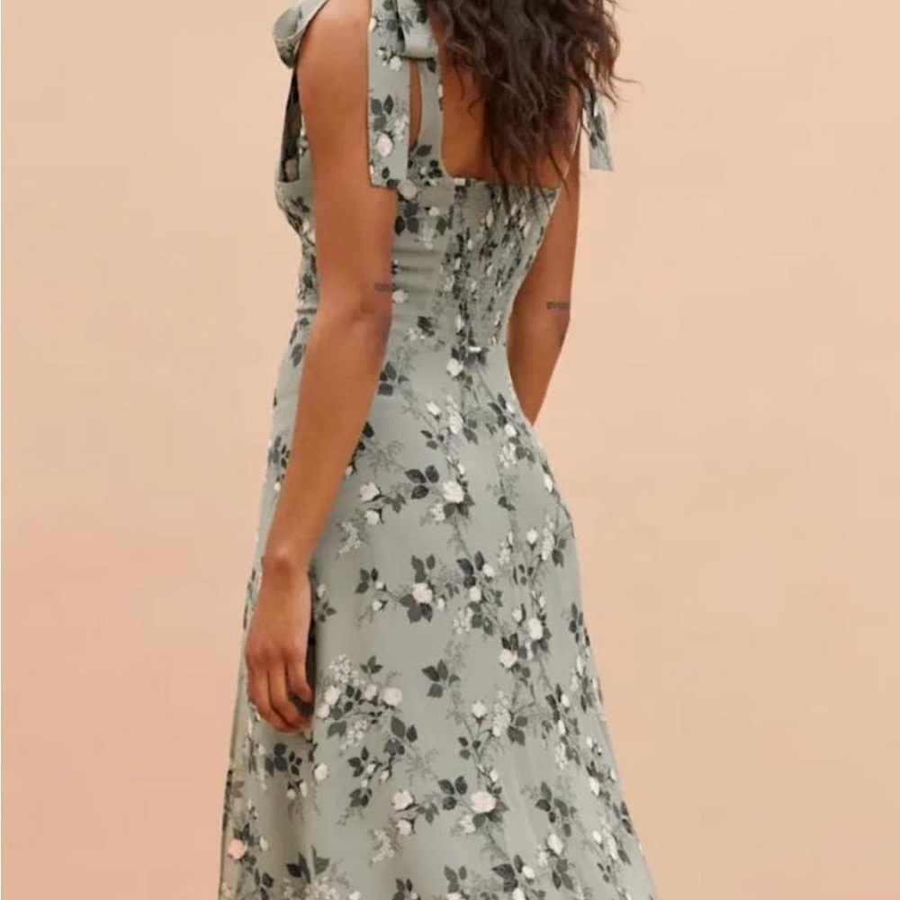 Reformation Floral Green Dress 4 - Picture 2 of 5